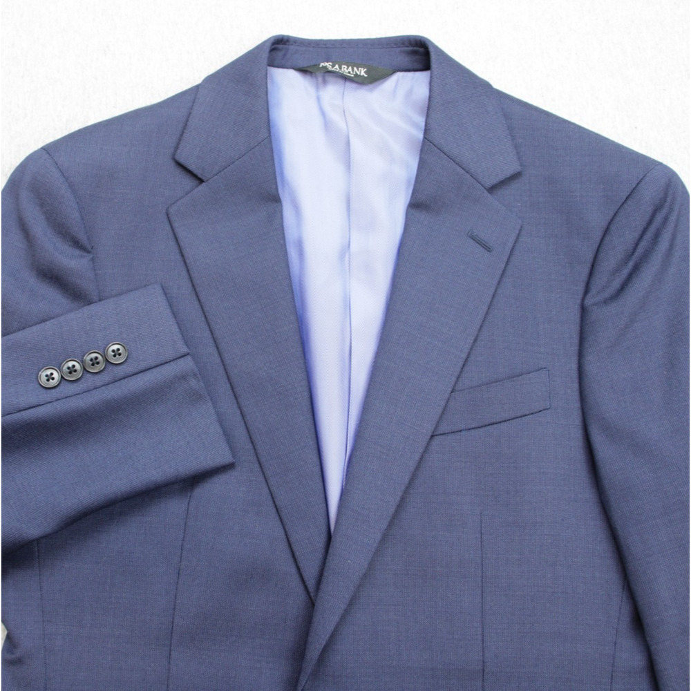 Jos A Bank Blazer Men 37R Blue 100% Wool Natural Stretch Traveler 2-Button Lined